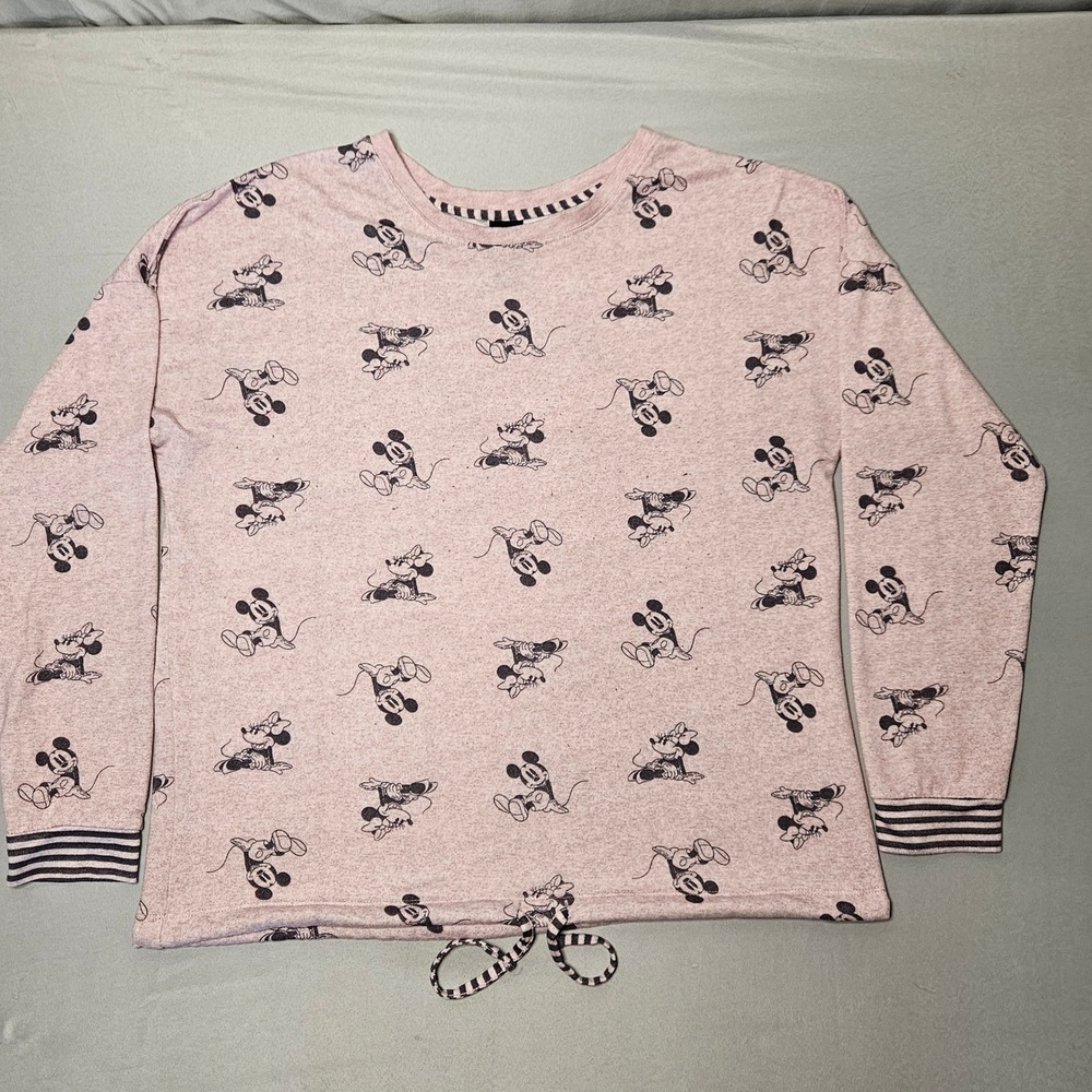 Disney Pajama Set Women Large Pink Mickey Minnie Mouse Joggers Long Sleeve Loung